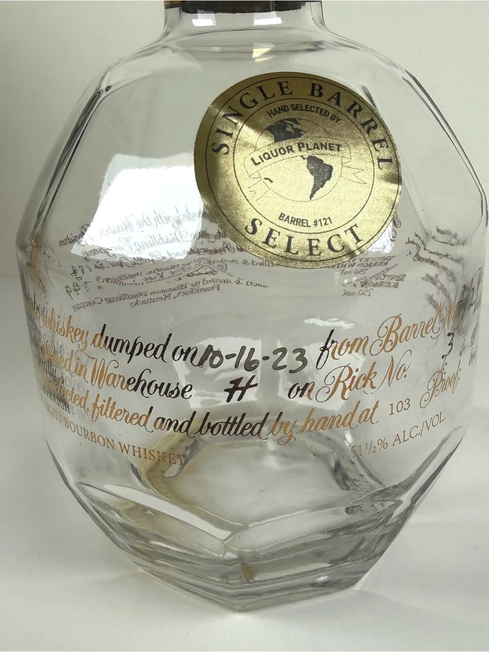 Blantons Gold Bourbon Whiskey 750 ml Empty Unrinsed Bottle Bag Box Stopper “B”